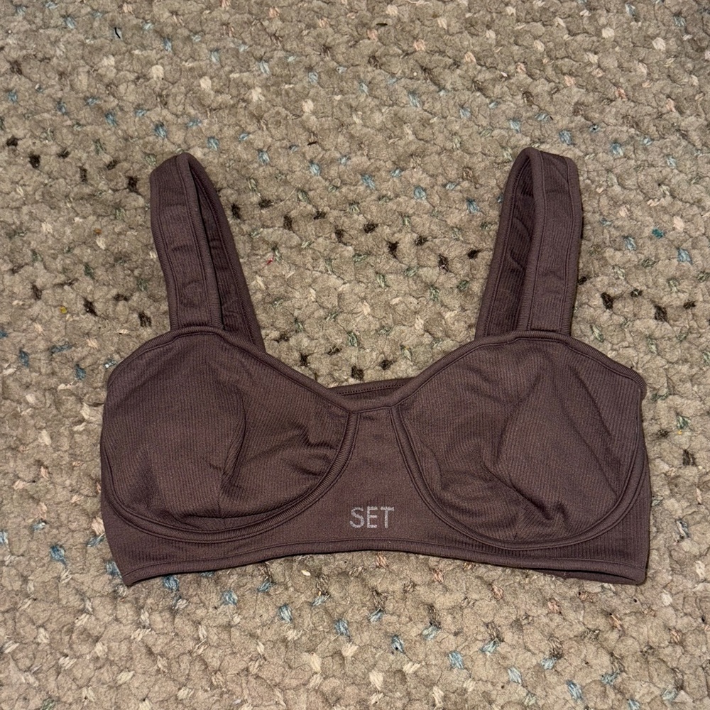 SET ACTIVE Women's Brown Supportive Wireless Bra